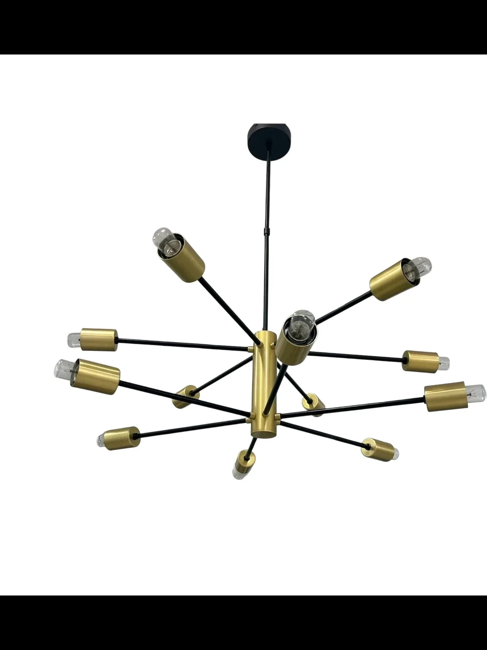 Modern Gold and Black Sputnik Chandelier Ceiling Light